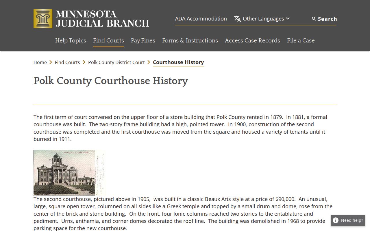 Polk County court records Justice Center courthouse history