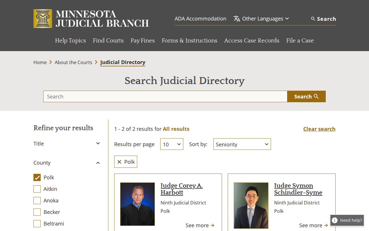 Polk County court docket court access source