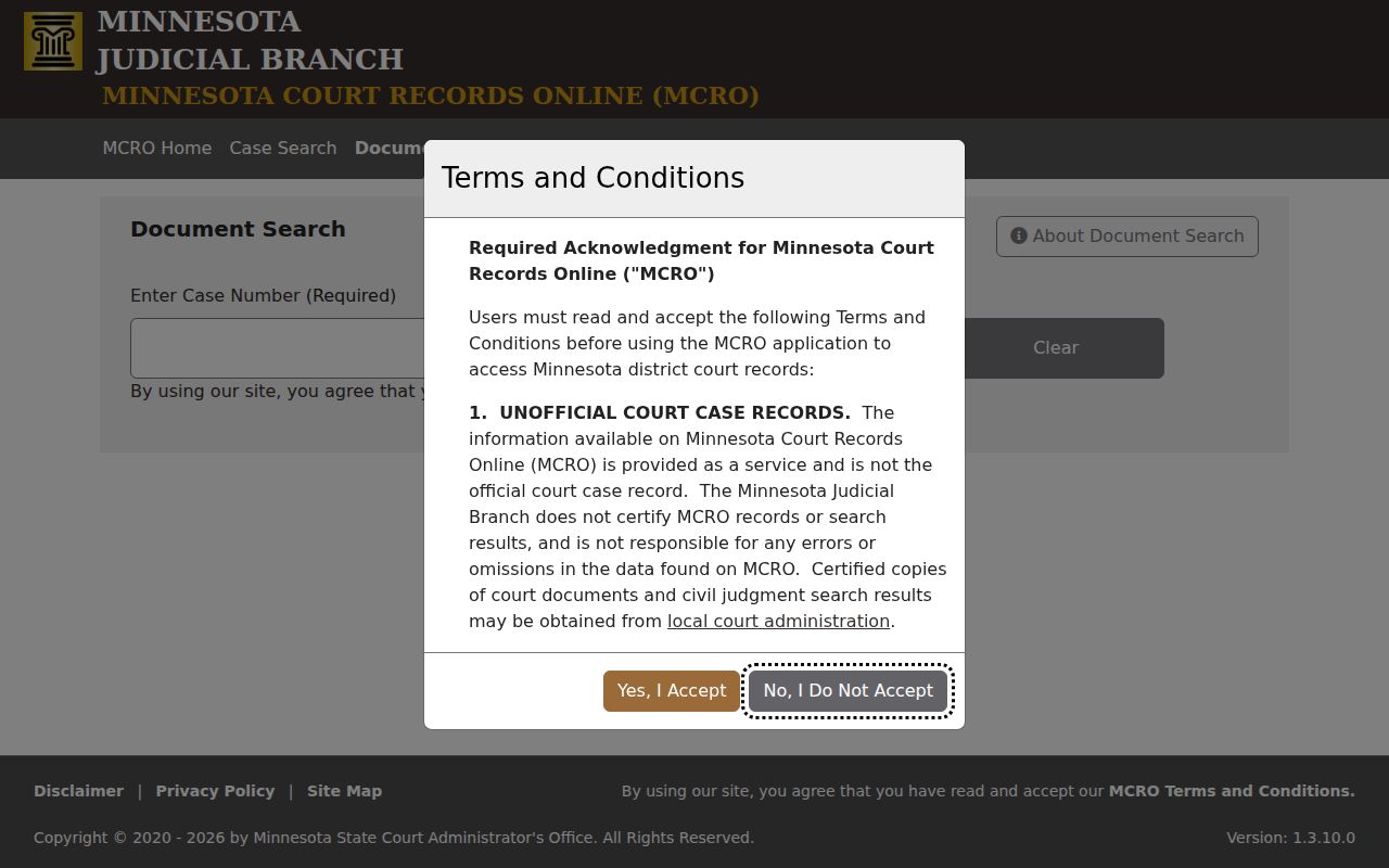 Polk County case lookup MCRO Document Search interface