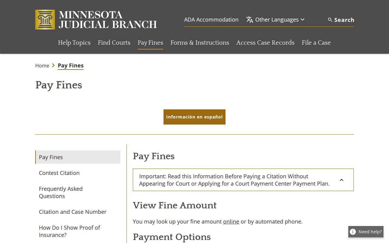 Polk County traffic ticket official payment court record page
