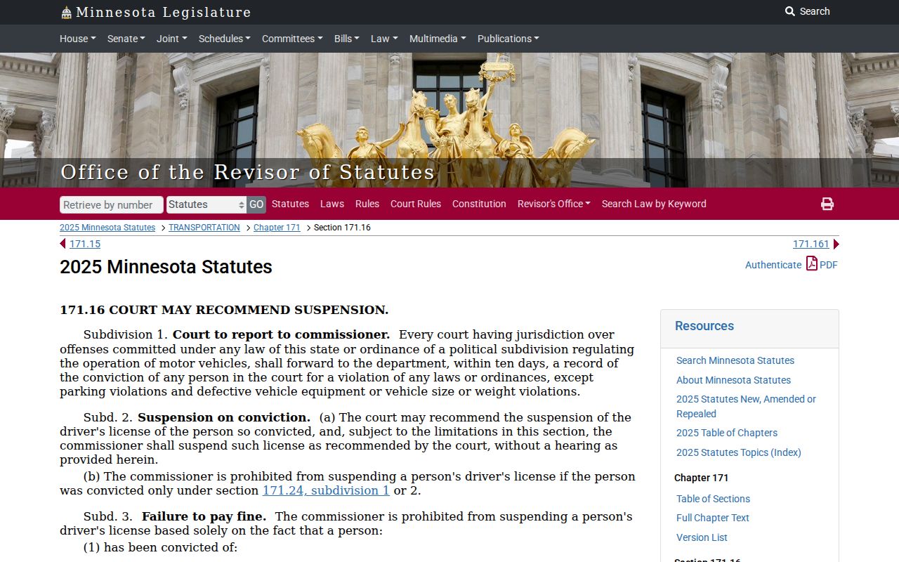 Polk County traffic court record reporting statute source